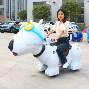 Coin Operated Ride on Animals Kids Electric Ride Adorable Animal Dog with Goggles Shaped Amusement Park Rides
