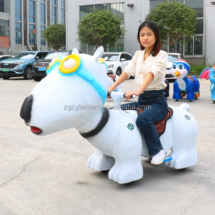 Coin Operated Ride on Animals Kids Electric Ride Adorable Animal Dog with Goggles Shaped Amusement Park Rides