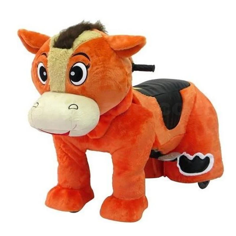 Coin operated Electric Ride Animation Dinosaur Electric Animal Ride Plush Rides Lights Toys Plush Animal Wheels