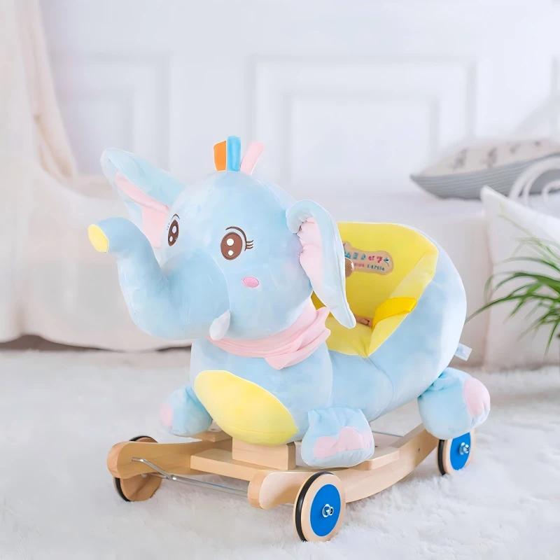 Colorful Elephant Plush Seats Kids Soft Animal Rocking Chairs for Home Kindergarten