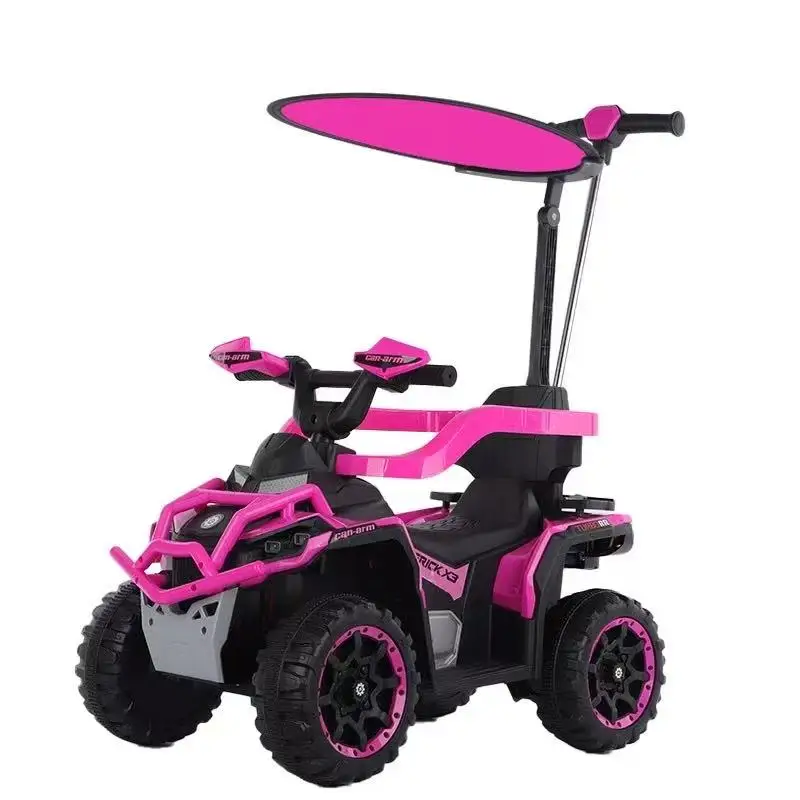 Colorful Lights and Music Safety Guardrail Push Handle Children's Beach Car Electric Ride On Toy Scooter Electric Car