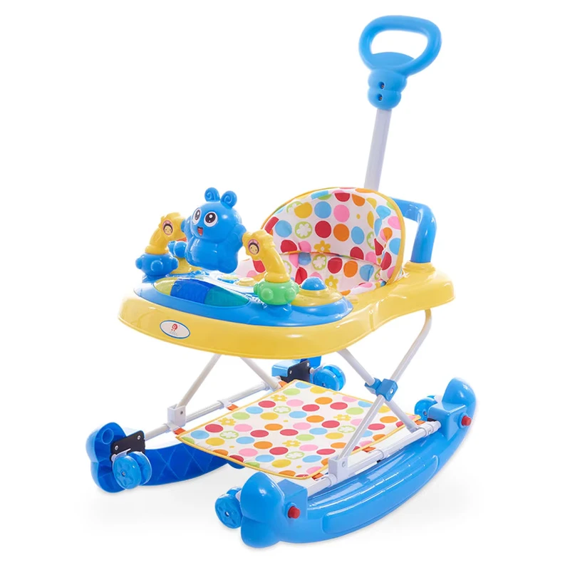 Colorful Stable 3 in 1 Musical Educational Foldable Activity Baby Walker with Push Handle