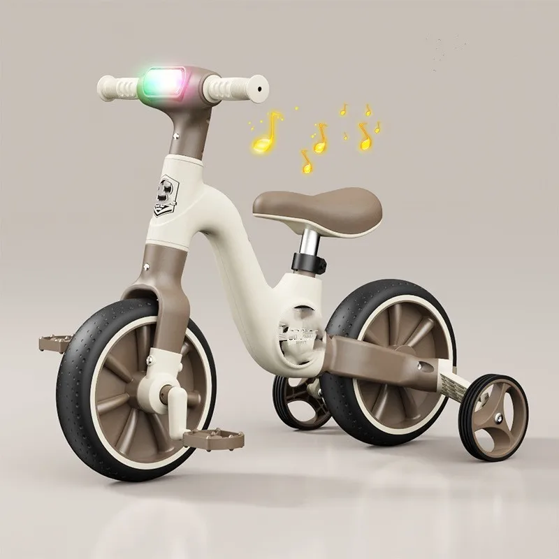 Colors Multifunctional Tricycle with Light & Music 3 in 1 Padded Seat & Baby Footrest for Child Safety Riding
