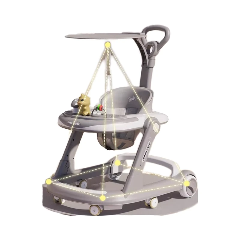 Comfortable Foldable Baby Walker for First Walks with Detachable Anti O Leg Plastic Tray