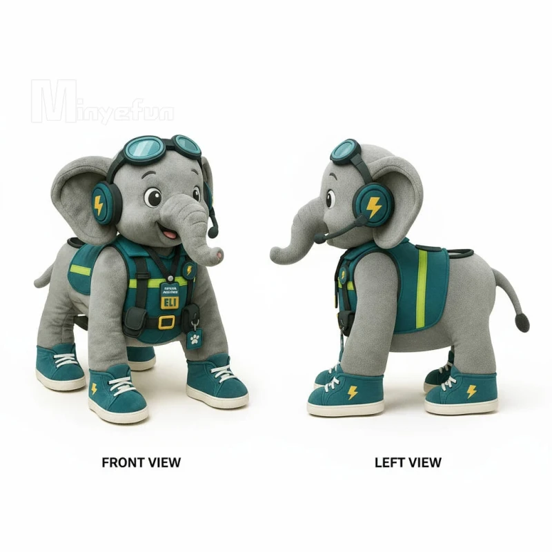 Commercial Plush Animal Ride Cute Elephant Design Mall Use Animal Ride Ages 5-14