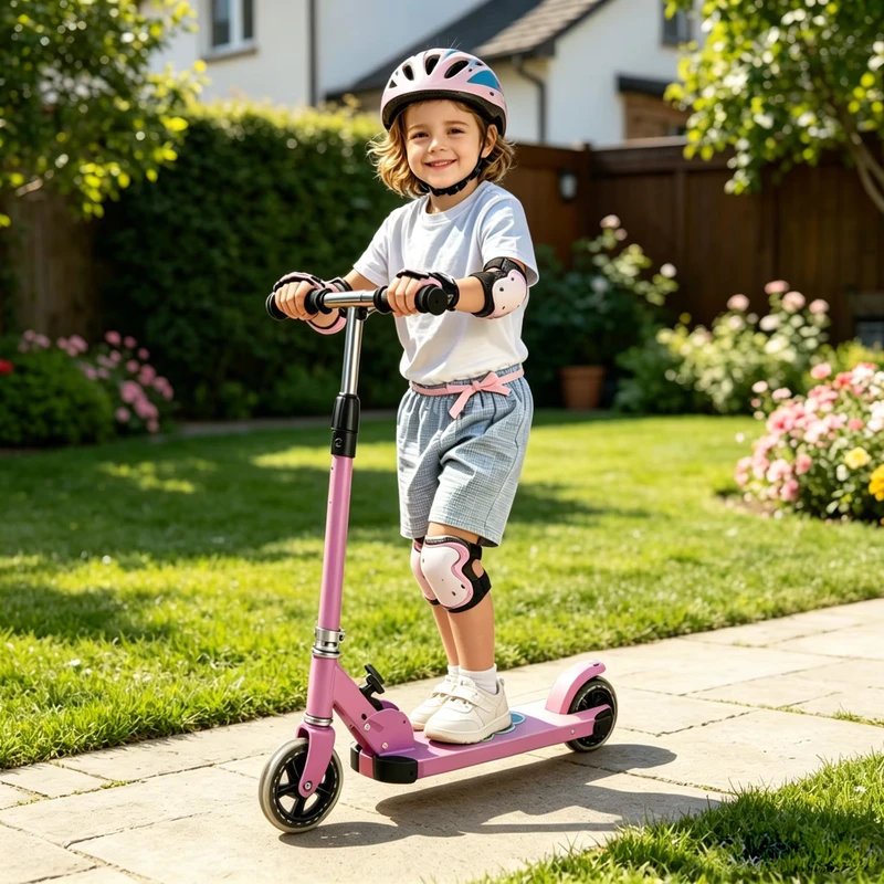 Compact Folding Kids Kick Scooter 120MM Front Rear PVC Wheels Quick Release Screw Height Adjustable Children Play Scooter