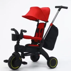 Convertible Children’s Tricycle Stroller Foldable Riding Bicycle with Push Handle and Multifunctional Design