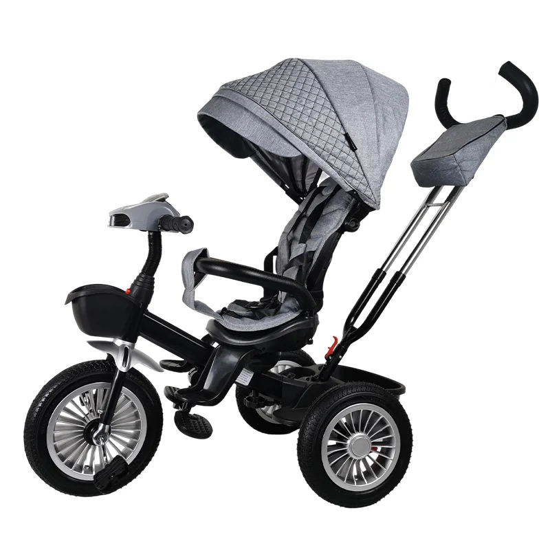 Convertible Kids Push Trike 3 in 1 with 5 point Safety Harness Removable Canopy and Parental Control for Infant Toddlers