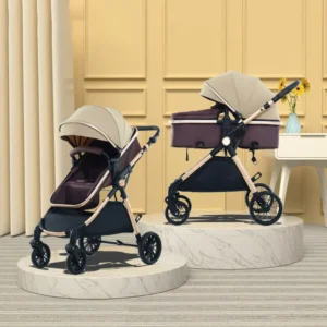 Convertible Lightweight High View Two Way Push Four Wheel Stainless Steel Shock Absorption Baby Stroller 15kg Load Capacity 0 3