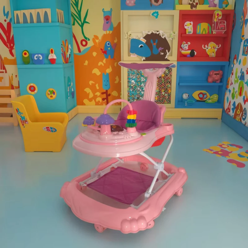 Convertible Plastic Baby Walker Rocker with Adjustable Seat Music Panel Foldable Design 10KG Load Capacity for 0 3 Years Old