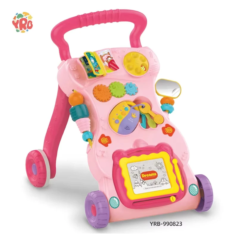 Cross Border Anti-Rollover Baby Walker with Music Function Plastic Walking Cart for Toddlers