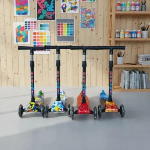 Cross-Border Export Children’s Tricycle Scooter Height-Adjustable Three-Wheel Graffiti Kick Scooter with Mego-Style Design