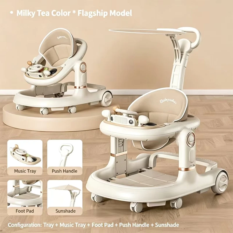 Cross border Multifunctional Baby Walker Anti rollover Design for 7 18 Months Toddlers Sit and Push Type for Boys and Girls