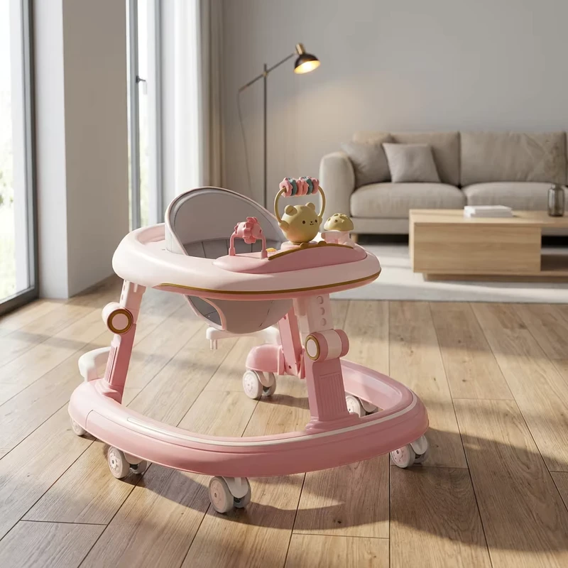 Cross border Plastic Baby Learning Walker 6 to 18 Months Anti Rollover Multifunctional Trolley with 10KG Load Bearing