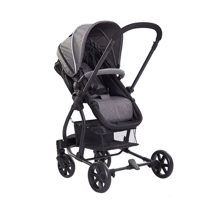 Custom Hot Selling Folding 3 in 1 Metal Frame Children Stroller Baby Trolley Gray 20KG Load Capacity for 0 3 Years
