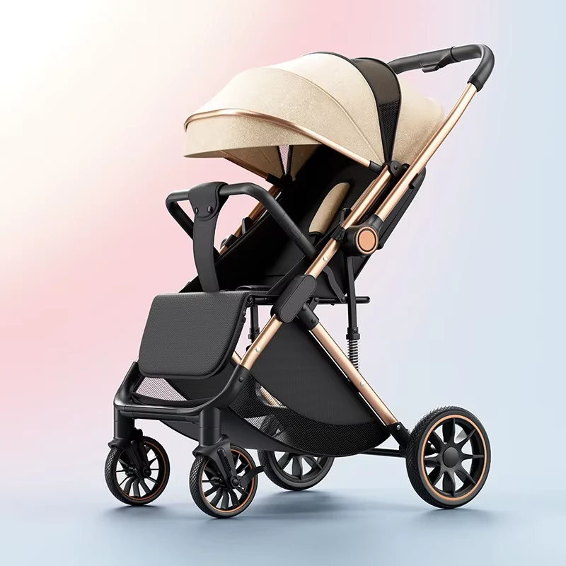 Custom Lightweight Stroller Baby Carriage Newborn Luxury Two Way Push Baby Trolley Travel One Step Foldable Baby Stroller Pram