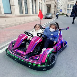 Custom Logo Plaza Electric Karting Racing Kart Car Adjustable Speed Double Ride Child Adult Amusement Park Use