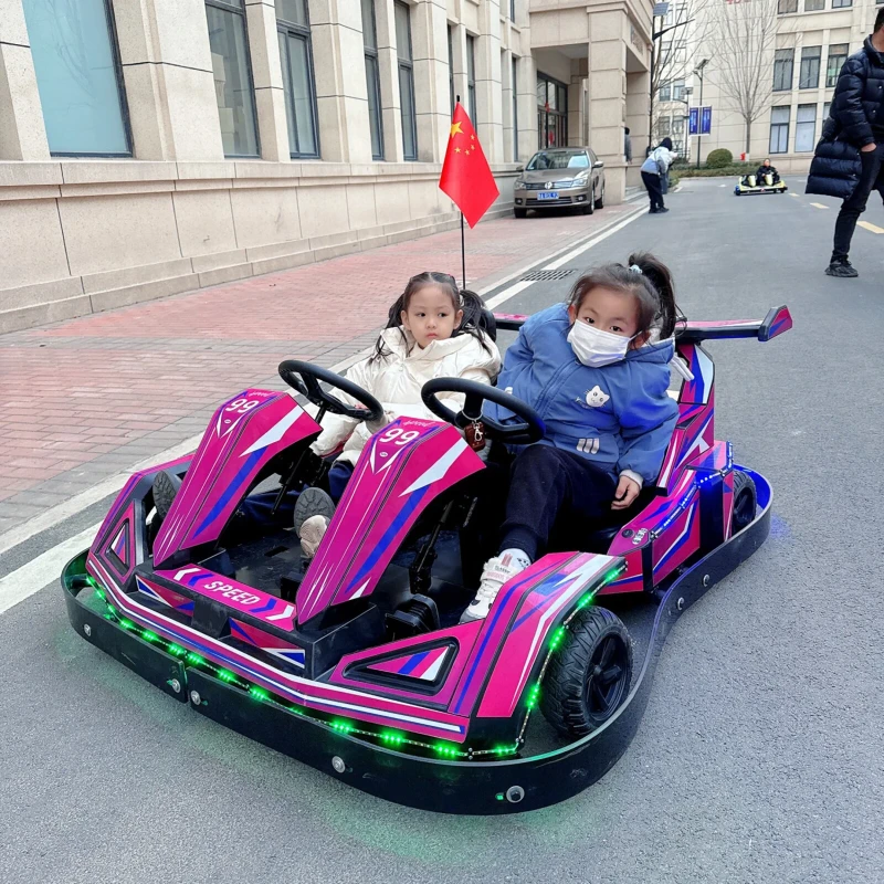 Custom Logo Plaza Electric Karting Racing Kart Car Adjustable Speed Double Ride Child Adult Amusement Park Use