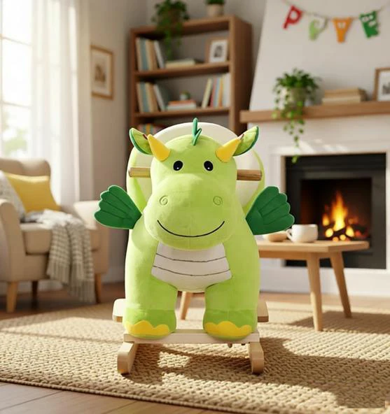 Custom Plush Rocking Chair Ride Toy Dinosaur shaped Children's Rocking Chair Rocking Horse