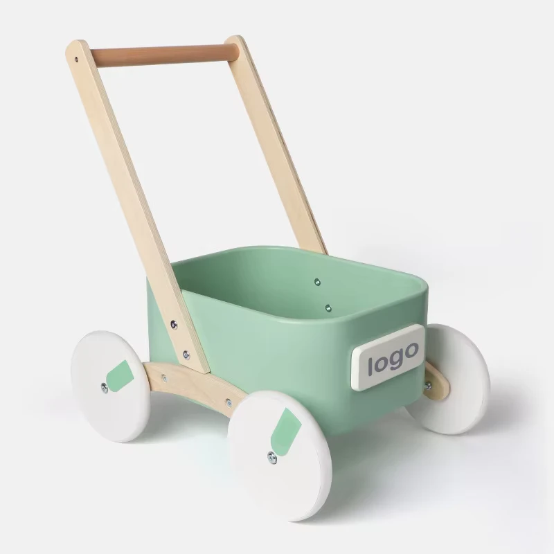 Custom Wooden Activity Walker Pull and Push Toddler Toys Storage Box Baby Walker