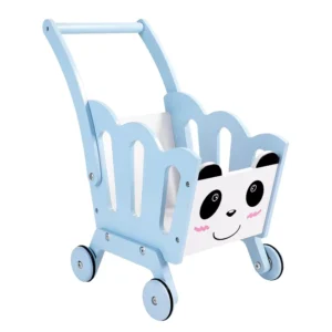 Custom Wooden Playhouse Educational Toys Baby Panda Rabbit Shopping Cart Push Toddler Trolley Simulation Gift Baby Walker