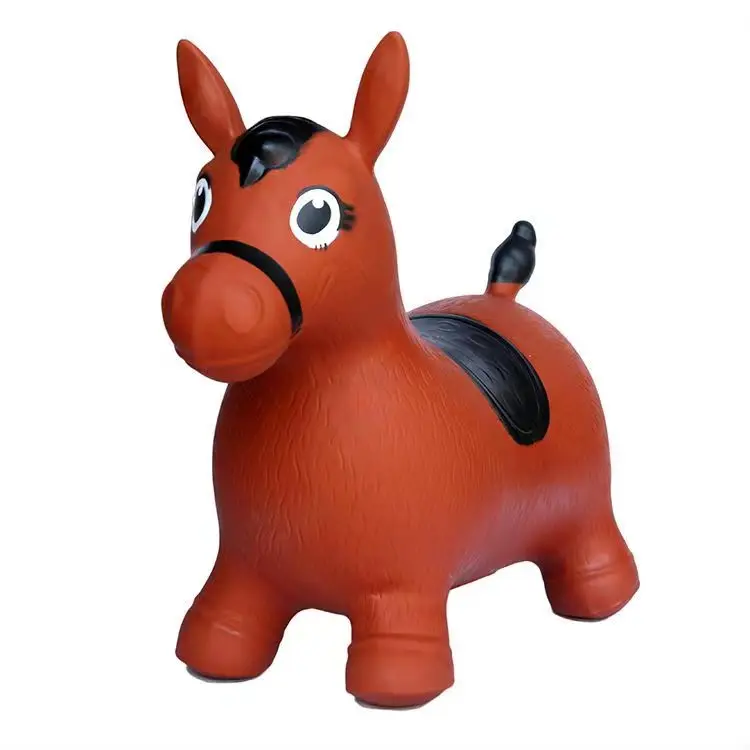 Custom logo Ride on Rubber Bouncing Animal Toys Brown Bouncy Hopper Horse for Kids