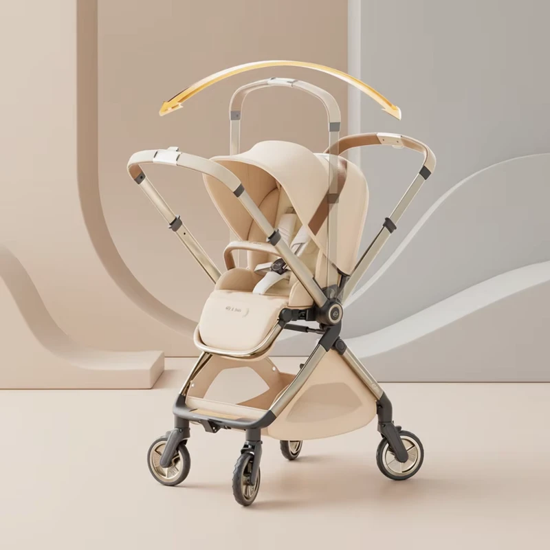 Customize EN Certified Lightweight Compact Foldable Infant Stroller Aluminum Alloy Frame MultiPosition Backrest Travel Systems