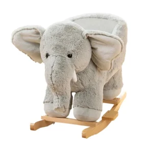 Customized Animal Children’s Elephant Rocking Chair Plush Soft Horse Riding Children’s Wooden Baby Rocking Horse