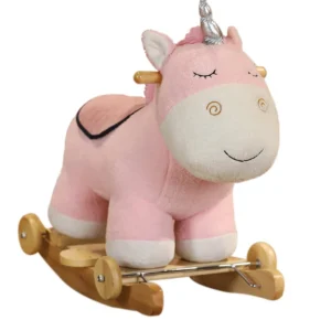 Customized Children’s Animal Plush Rocking Horse pink unicorn Rocking Horse