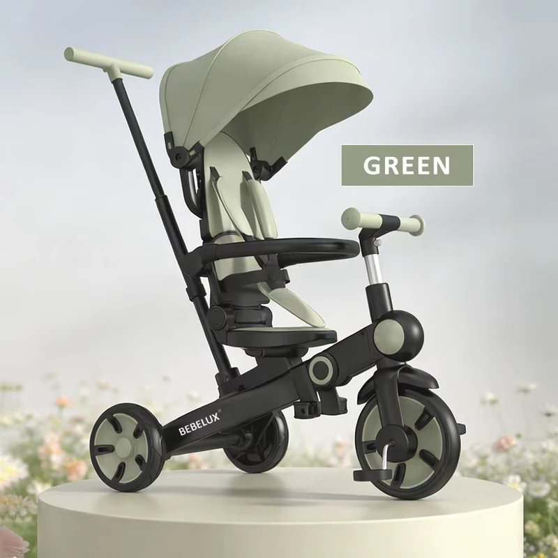 Customized Kids' Tricycles Custom 9 in 1 Foldable Kids Baby Tricycle No Tools Assembly Kids Balance Bicycle