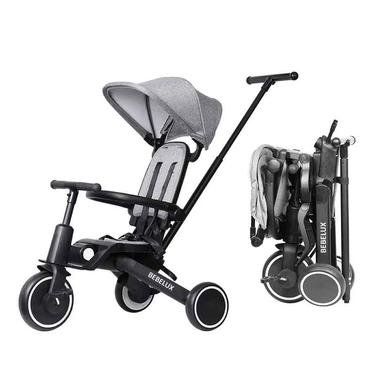 Customized Lightweight Toddler Trike with Handle Foldable Travel 8 in 1 Easy Assemble Kids Tricycle for Kids 2-5 Years