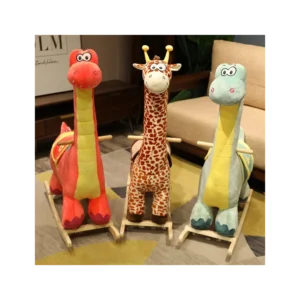 Customized Plush Animal Wooden Rocking Horse Ride On Toy for Kids with Customized Size & Color