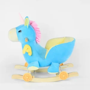 Customized Printing Wooden Playful Rocking Chair Plush unicorn Animal Ride on Toys