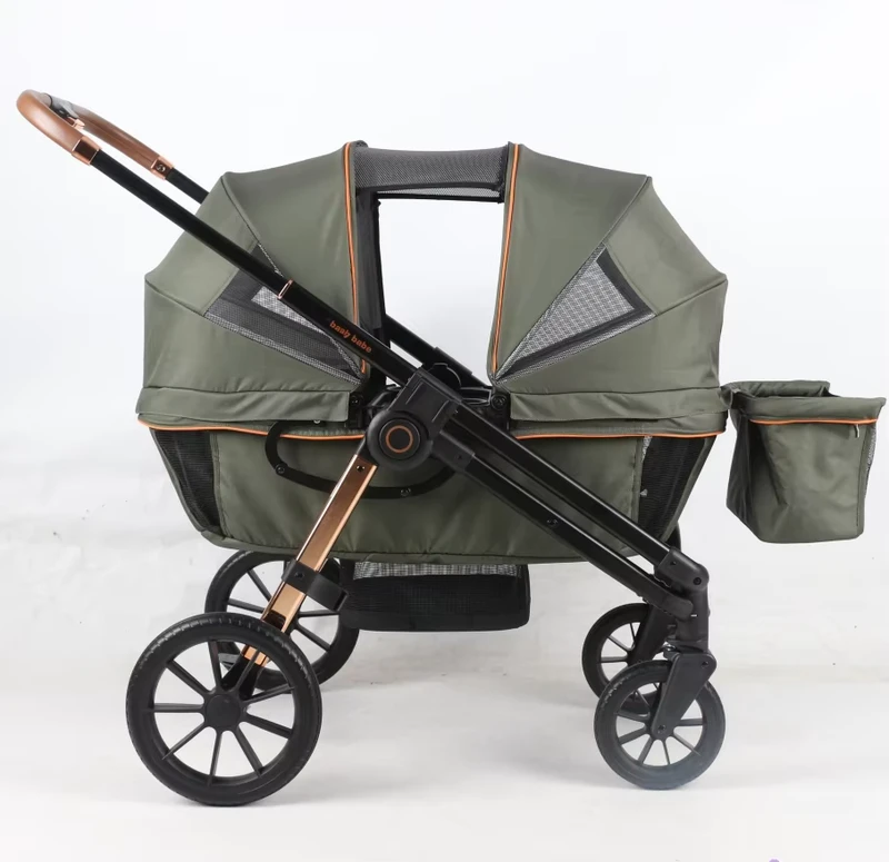 Customized Stainless Steel Frame Foldable High Landscape Baby Pushchair Stroller for Twins 3 Years Old