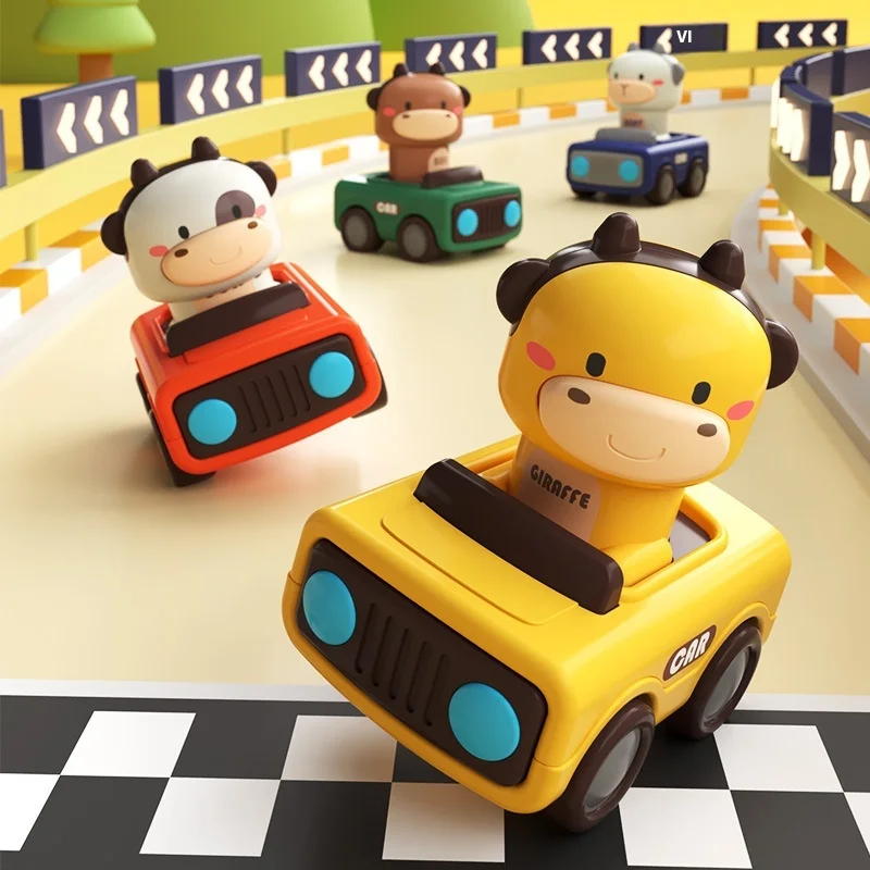 Cute Cartoon Animal Slide Toy Car Fun Interactive Vehicle for Kids Fall Resistant Plastic Push Car for Parent Child Play