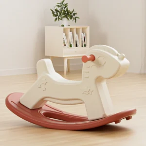 Cute Cartoon Kids Rocking Horse Ride On Toy Plastic Toddler Balance Training Chair Eco friendly Portable Indoor Early Education