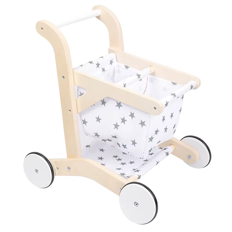 Cute Mini Wooden Shopping Trolley Kids Baby Shopping Cart Toy Car Seat & Stroller Toy