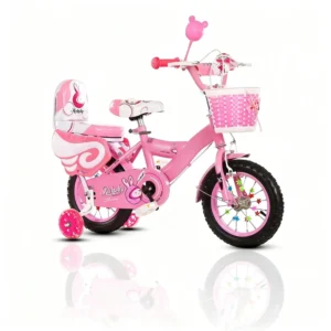 Cute Pink Plastic 3 in 1 Kids Tricycle with Training Wheels 3 Point Safety Harness Parent Control Age 13 24M