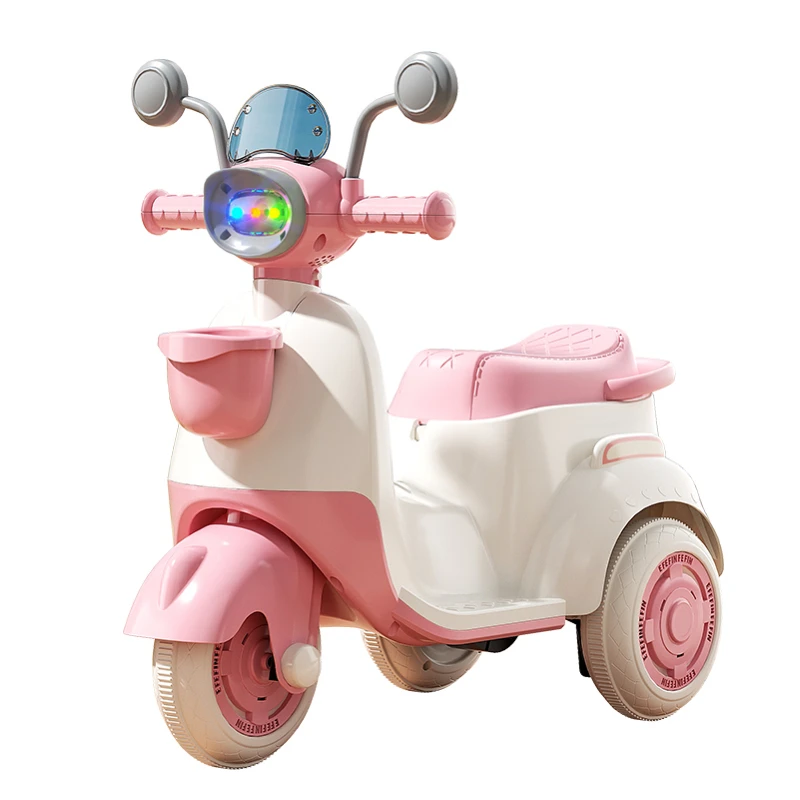 Cute Plastic Kids No Power Ride on Scooter with Basket Toddler Foot Push Sliding Car