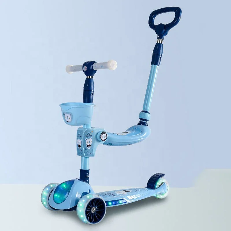 Cute Scooty for Girls 3 Years Old Foldable Alloy 3-Wheel Children's Scooter with Music & Walker Feature