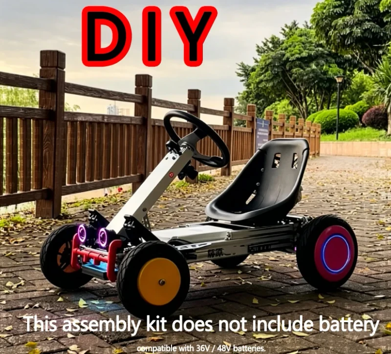 DIY Go Kart Kit with Foldable Chassis Portable Space Saving Customizable Go Kart Build for Recreation