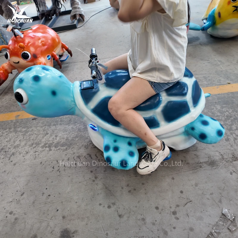 Dino Metal Turtle Ride-on Scooter for Children 4-6 Years Indoor Use Silicone Sponge Materials for Shopping Malls