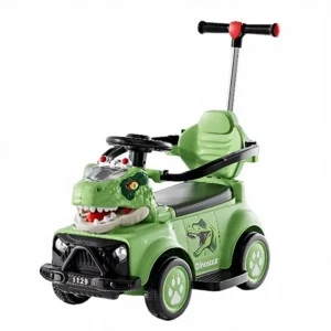 Dinosaur 3 in 1 Children’s Electric Stroller Foot to Floor 4 Wheel Baby Sliding Cars Kids Ride on Push Car with Music Lights