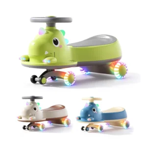 Dinosaur Design 360 Degree Rotating Plastic Electric Baby Swing Car Ride on with Music and Flashing Light Wheels