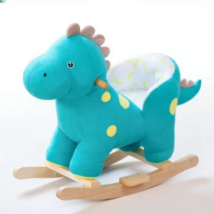 Dinosaur Rocking Chair Plush Animal Toy Wooden Horse Rocking Toy for Toddlers and Babies Christmas Toy