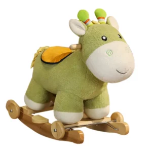 Direct Sales of Green Elf Deer 2 in 1 Plush Animal Rocking Horse As a Christmas Gift for Children