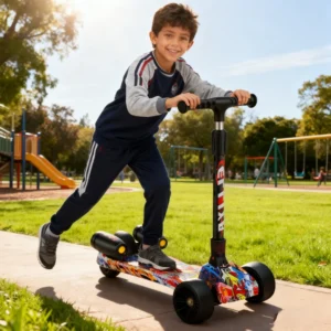 Durable Steel Foldable 3-Wheel Kick Scooter for 6-8 Years Old Kids Outdoor Use Walk Toys & Gifts