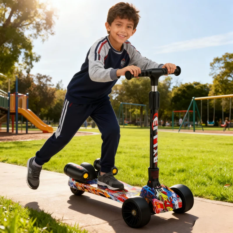 Durable Steel Foldable 3-Wheel Kick Scooter for 6-8 Years Old Kids Outdoor Use Walk Toys & Gifts