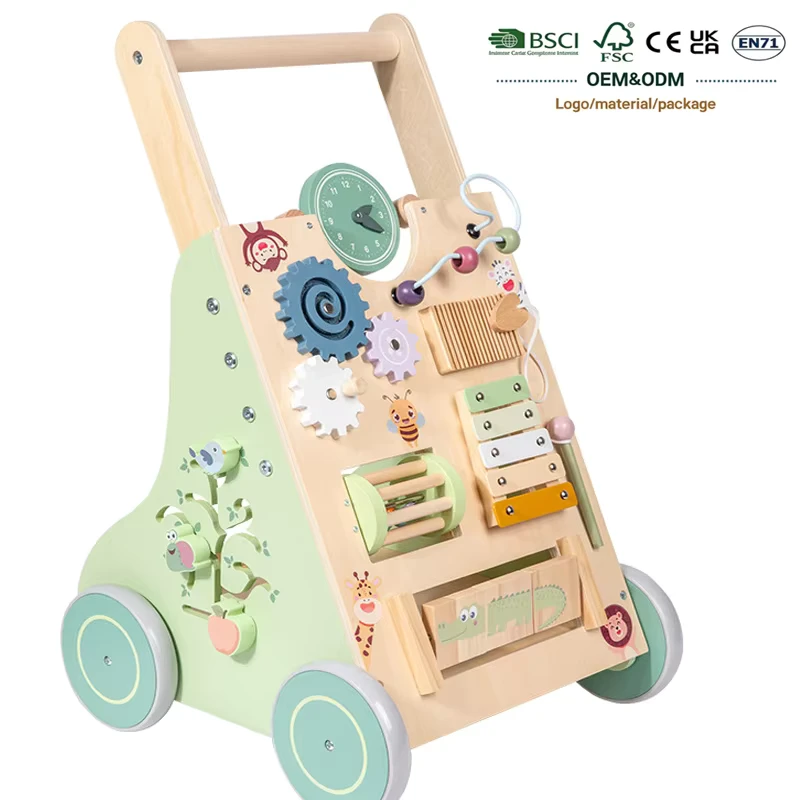 Early Education Multi functional Baby Walker Anti rollover Design Shape Matching Gears Rotating Montessori Toy