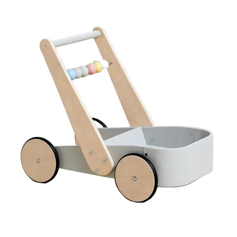 Early Learning Walking Toys Wooden Cart Push Baby Walker for Toddler